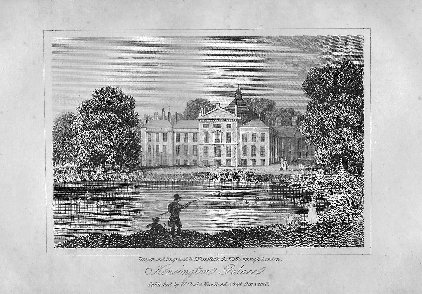 Kensington Palace antique print 1817