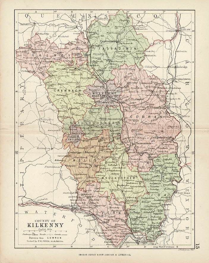 Kilkenny Ireland antique map published 1882