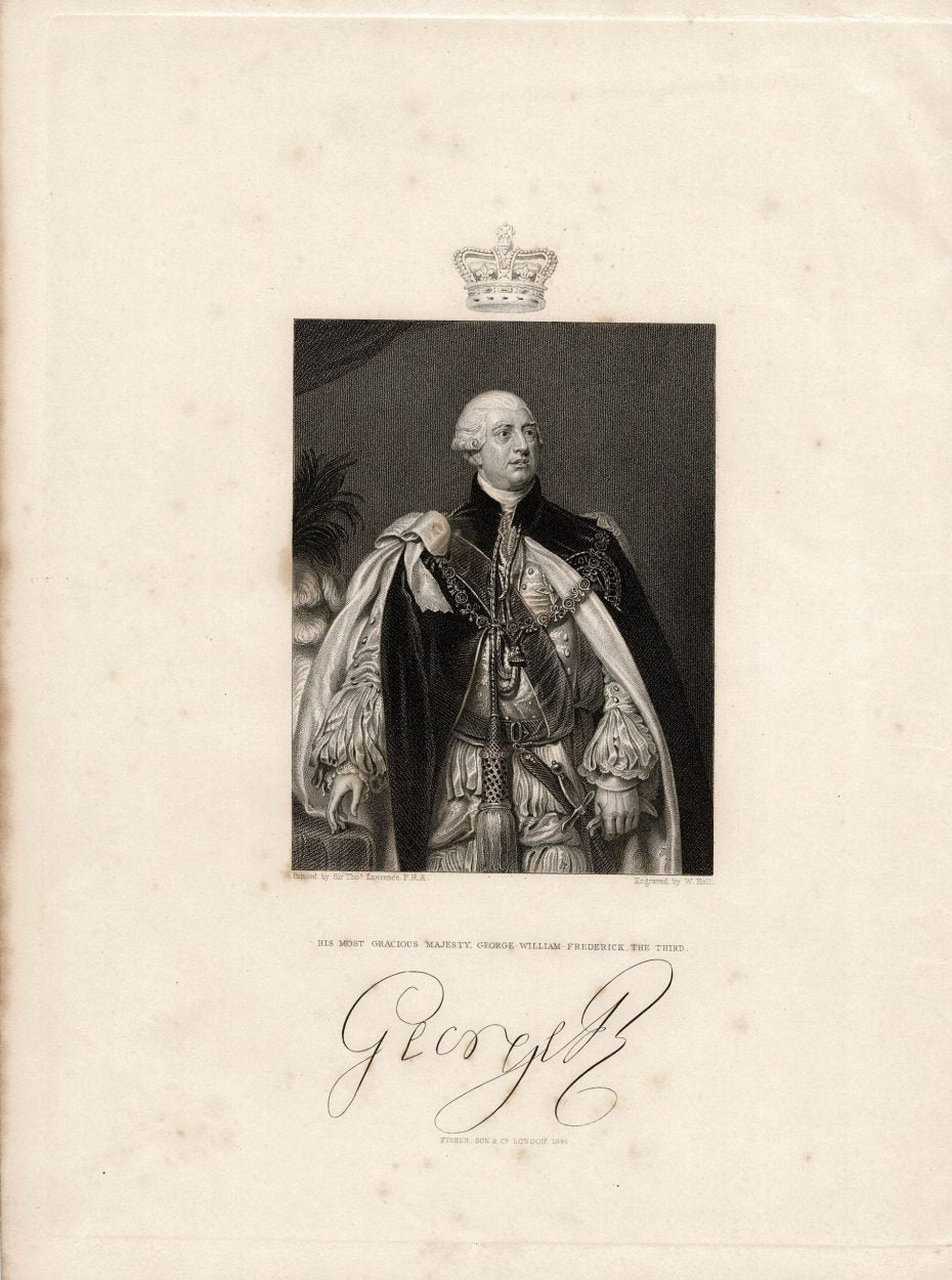 King George III antique print 1846