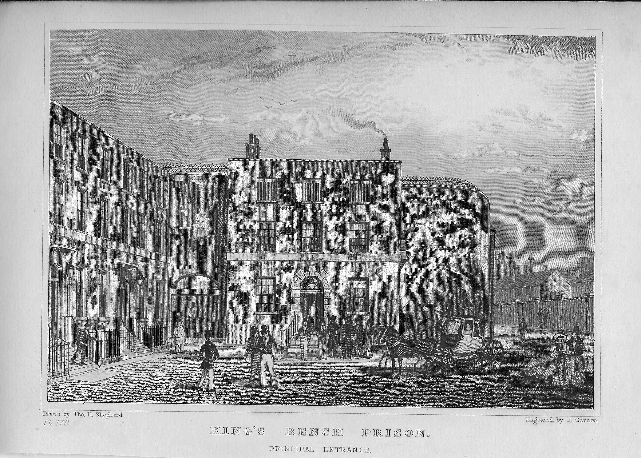 Southwark King's Bench Prison antique print 1830 – Frontispiece_Maps