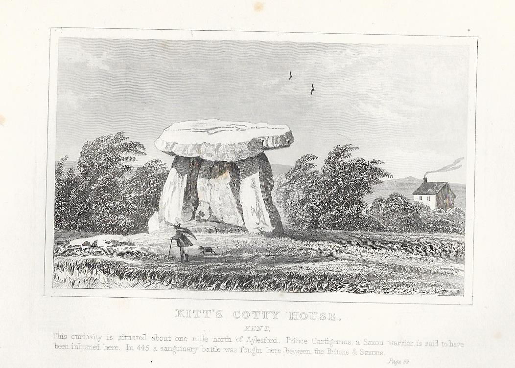 Kit's Coty House Kent antique print 1845