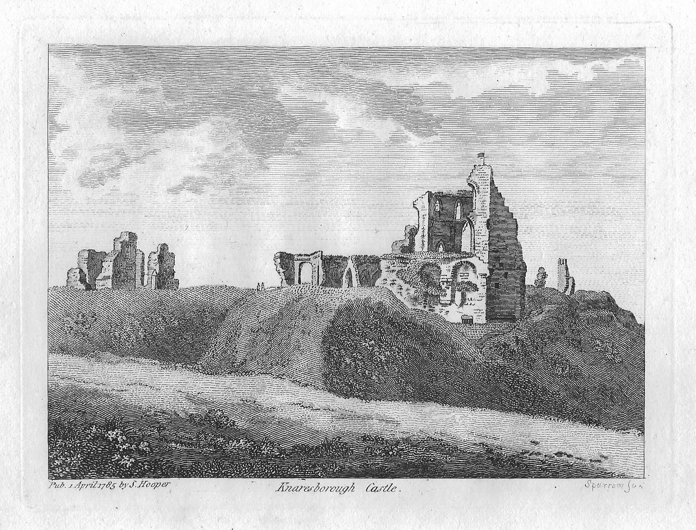 Knaresborough Castle Yorkshire antique print 1785