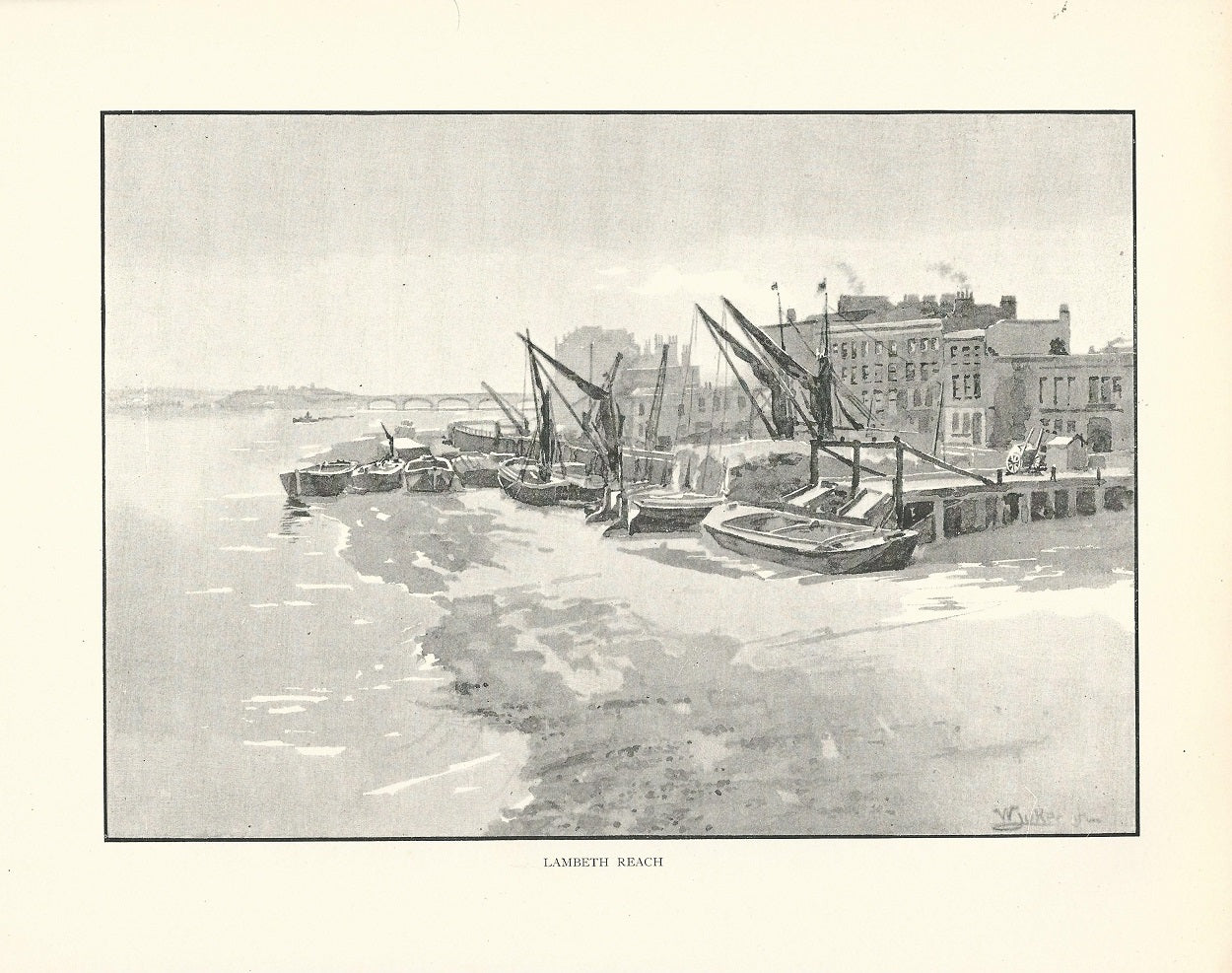 Lambeth Reach of the River Thames published 1893