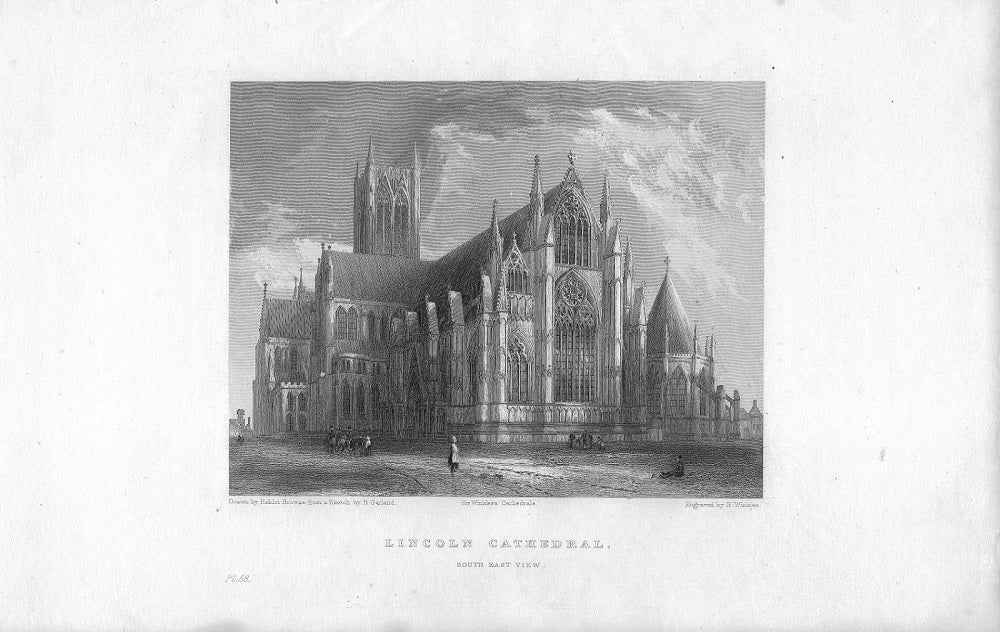 Lincoln Cathedral antique print published c1835