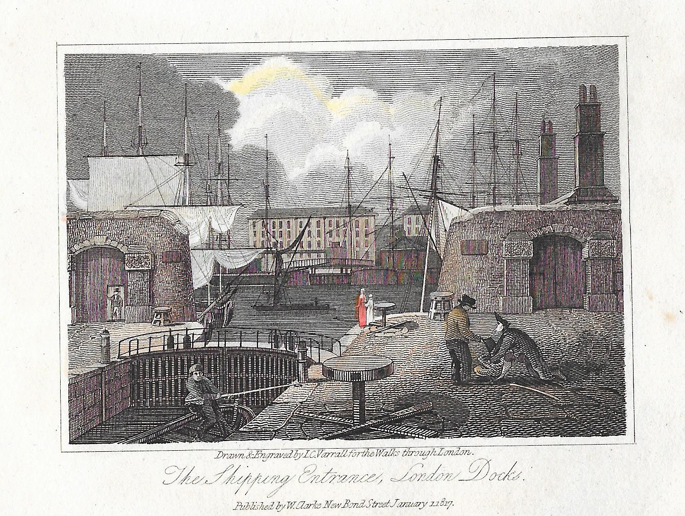 Wapping London Docks entrance antique print 1817 – Maps and Antique Prints