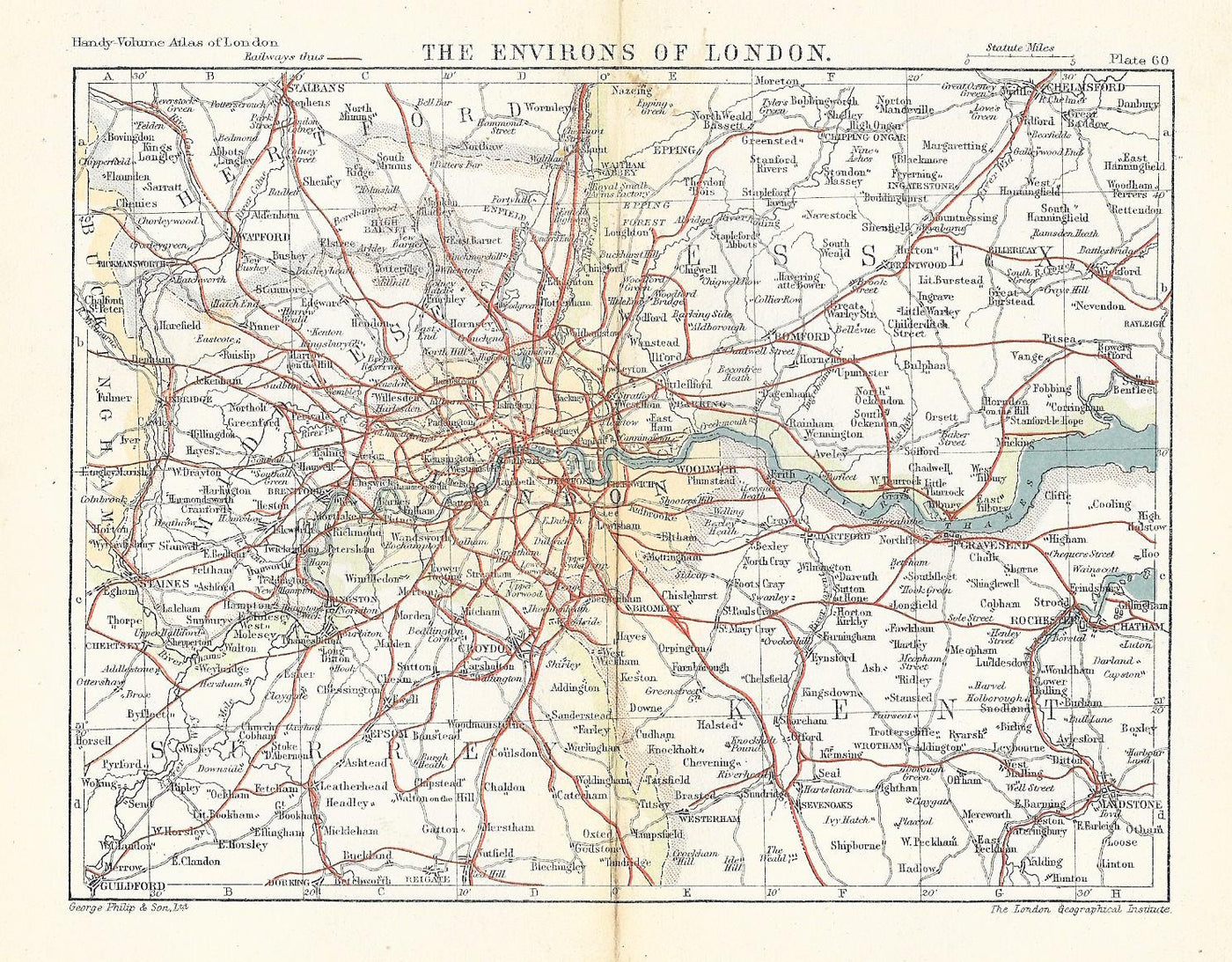 London Environs antique map