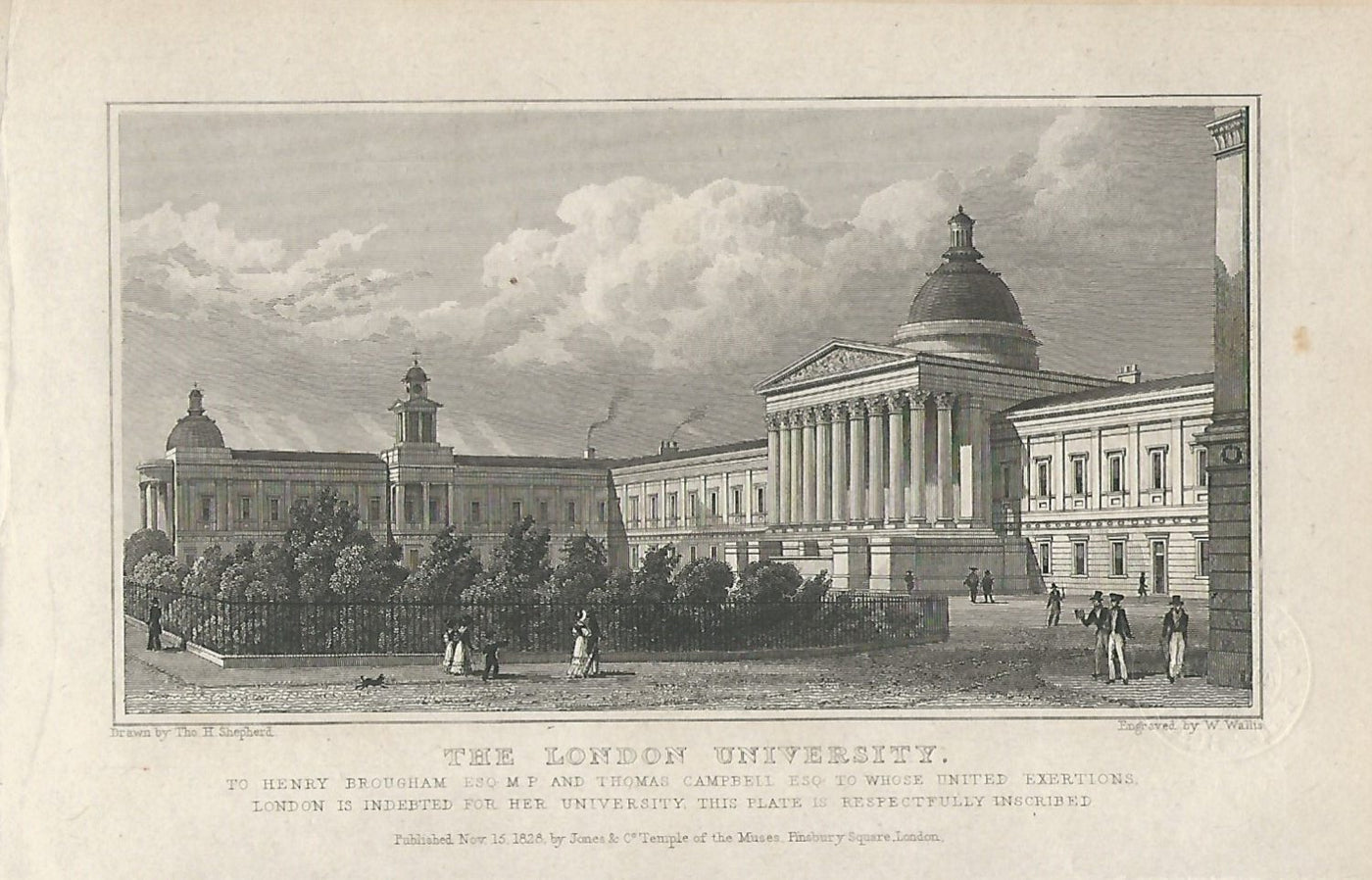 London University antique print published 1830