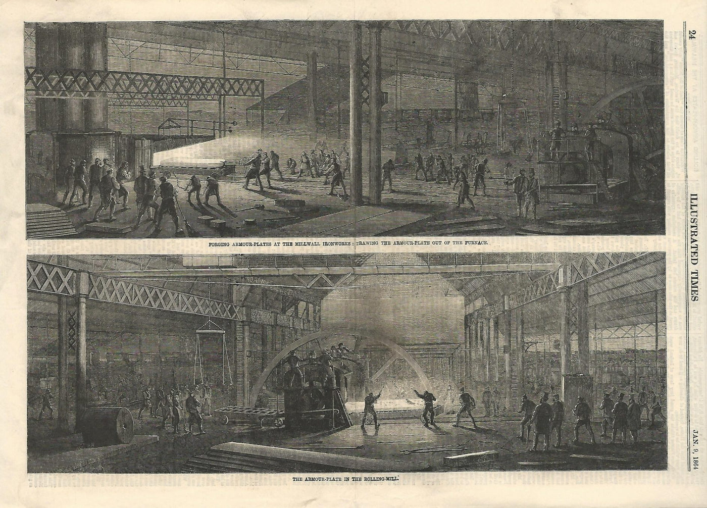 Forge Millwall Iron Works West Ferry Road Millwall antique print