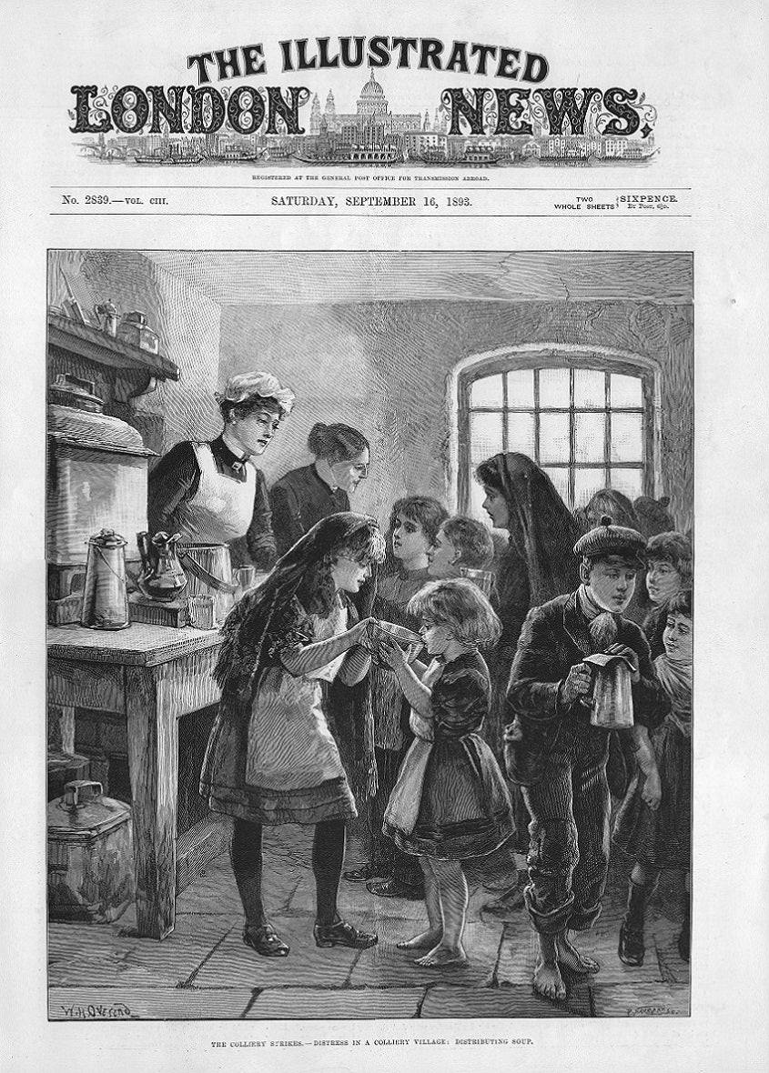 Miners strike Featherstone antique print 1893