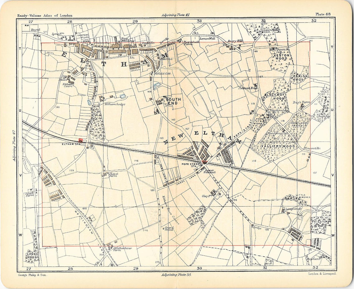 New Eltham antique map 1891