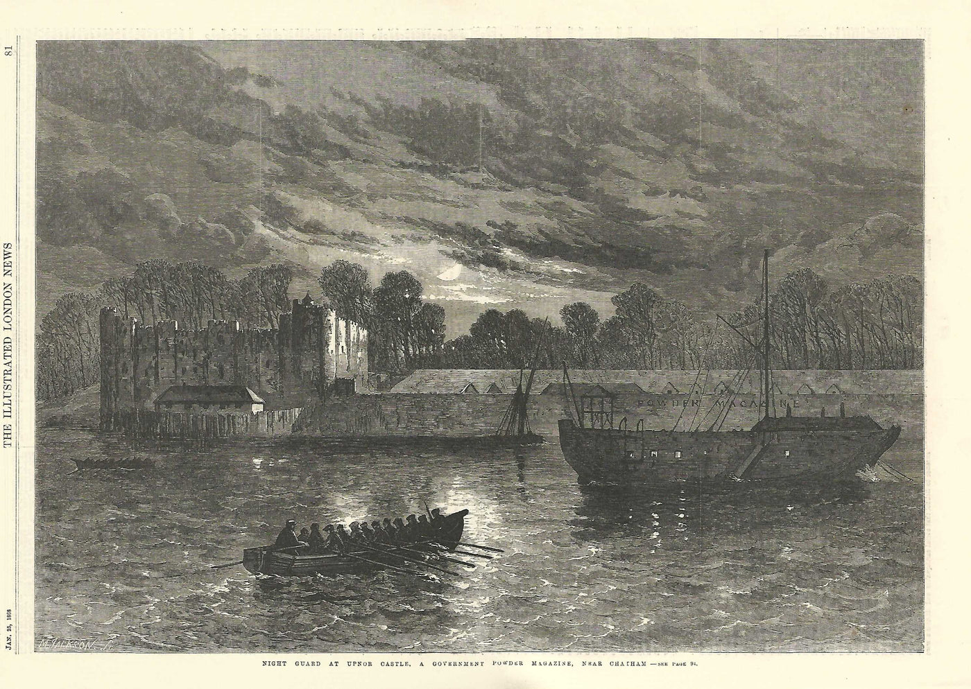 Upnor Castle River Medway Kent antique print 1868