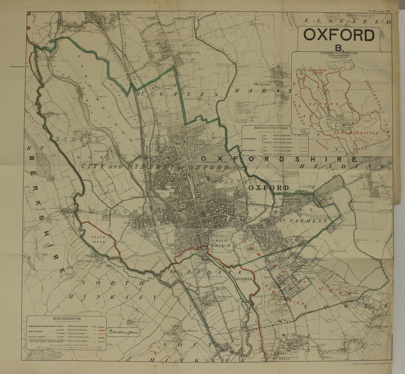 Oxford antique map Ordnance Survey 1888