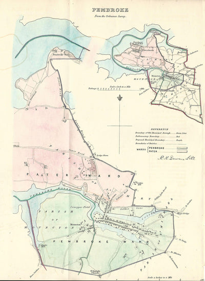 Pembroke Wales Boundary Commission Report antique map 1837