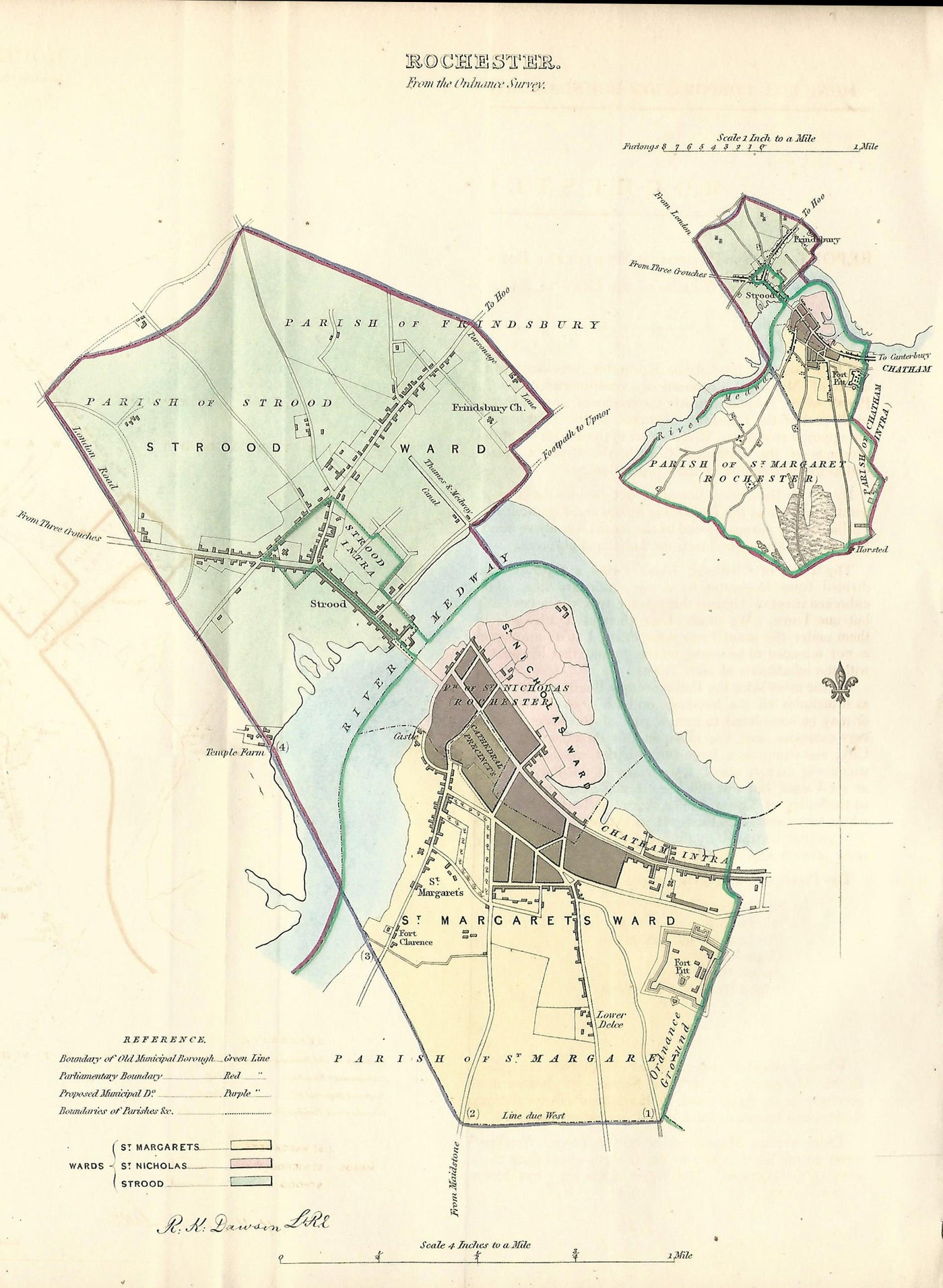 Rochester Strood Kent guaranteed antique map 1837