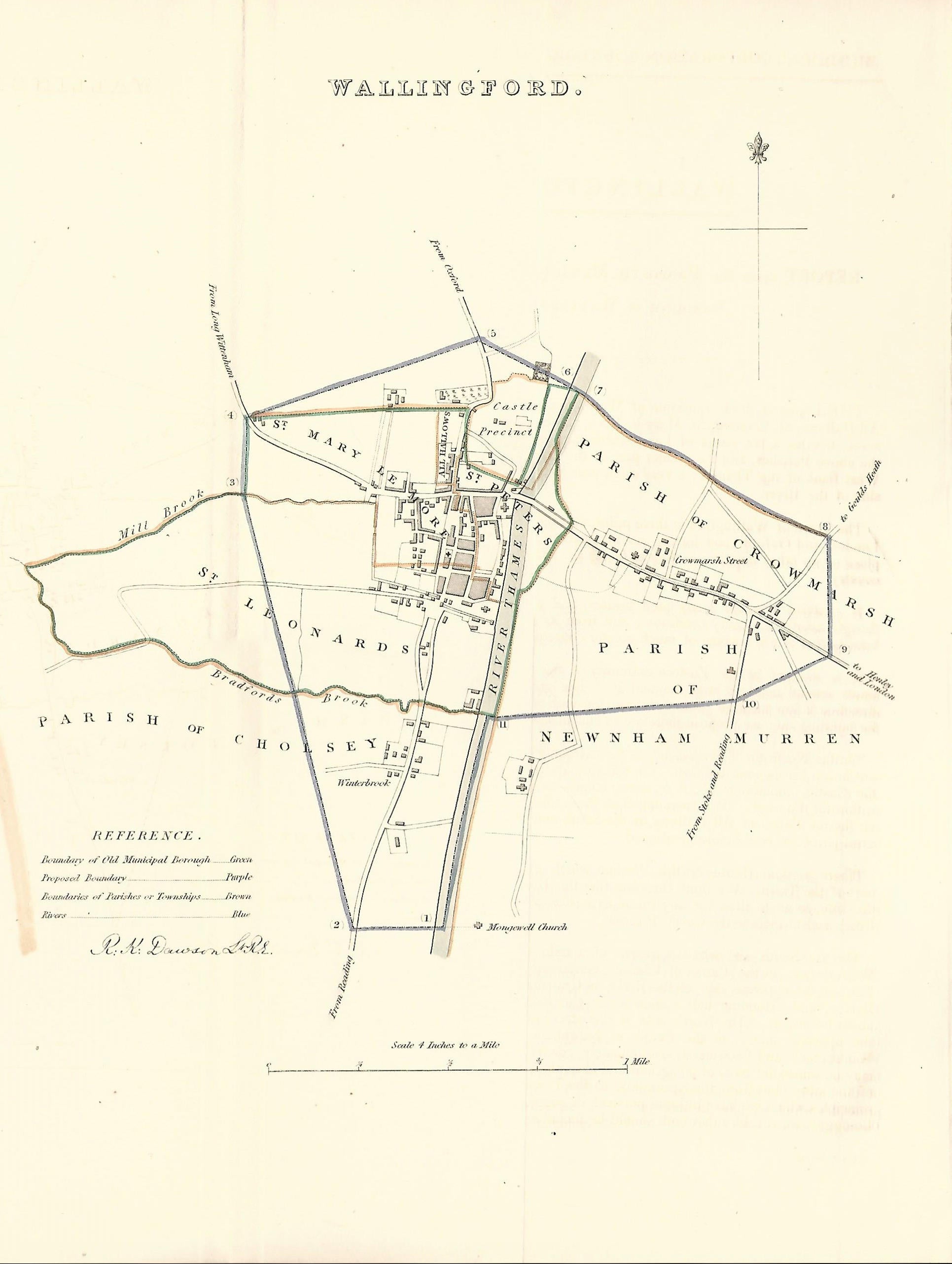 Wallingford Oxfordshire historically Berkshire antique map – Maps and ...