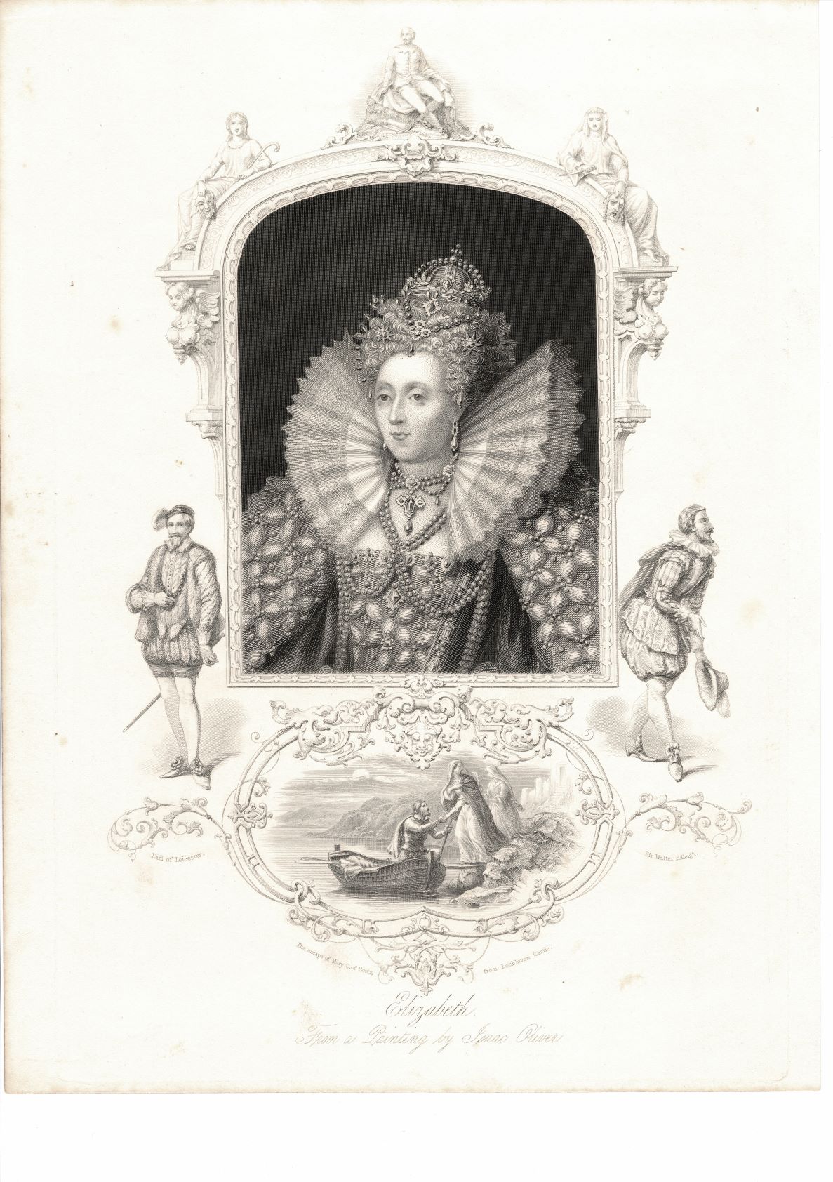 Queen Elizabeth I of England antique print 1868