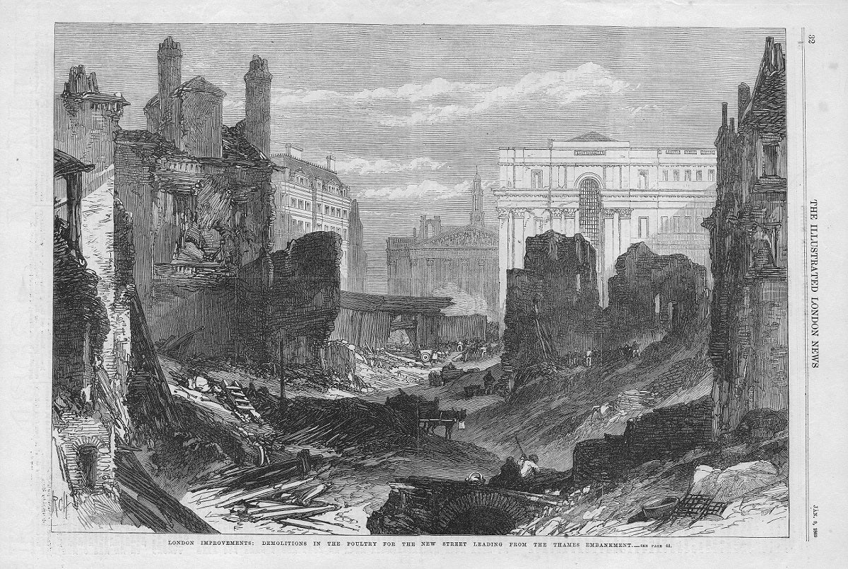 Queen Victoria Street and the Poultry demolition 1869