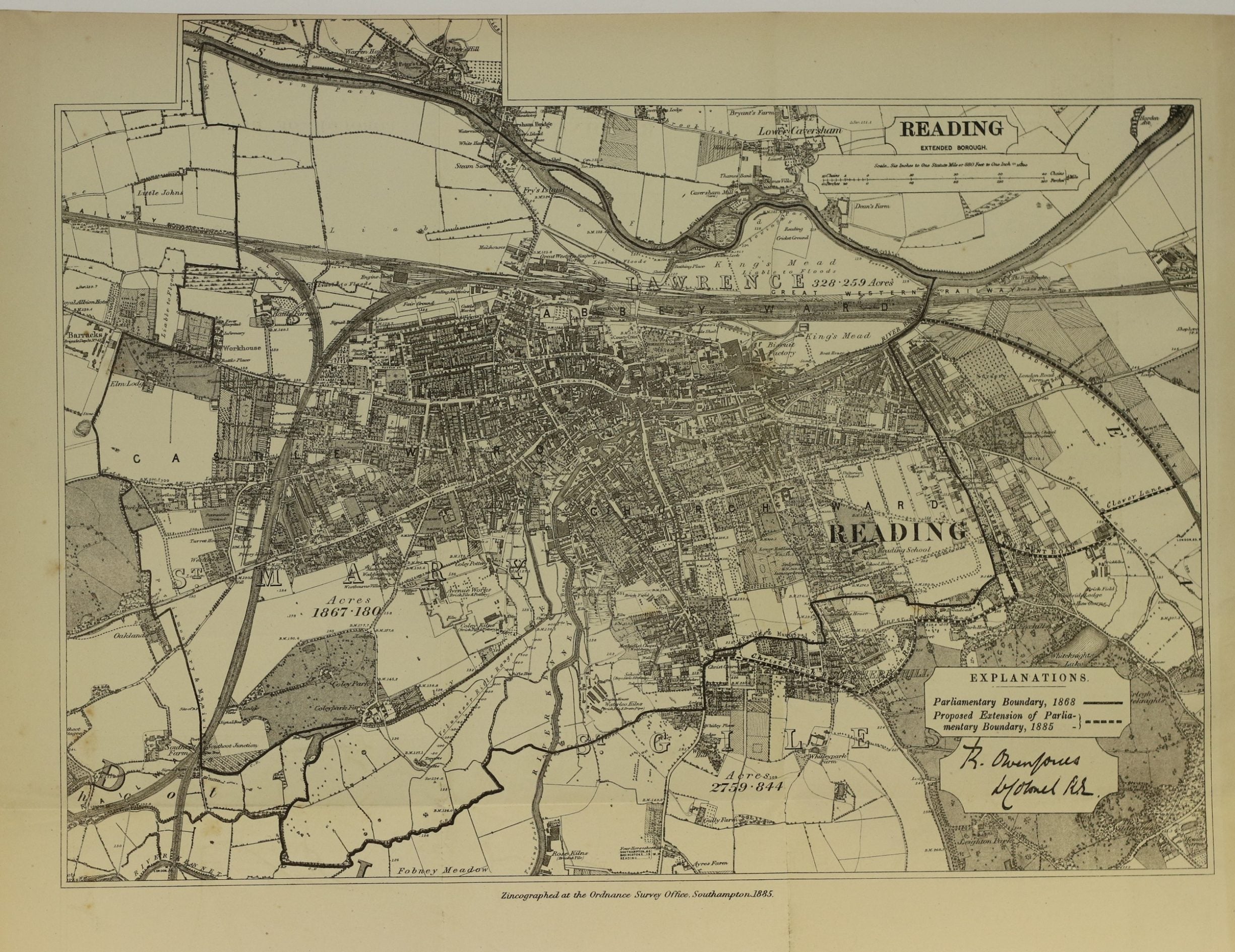 Reading Berkshire Ordnance Survey antique map 1885 – Maps and Antique ...