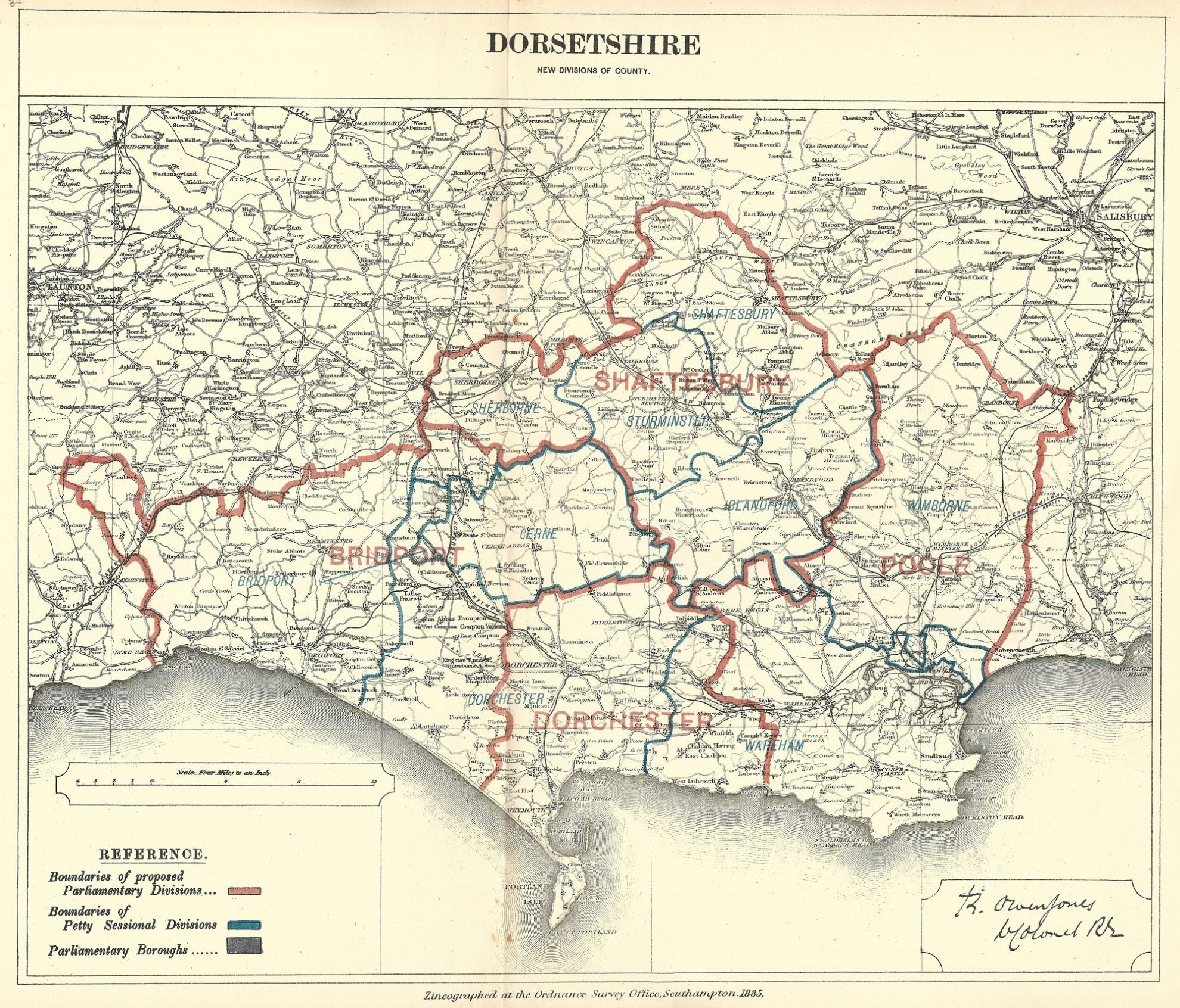 Dorset antique map Boundary Commission 1885 – Maps and Antique Prints