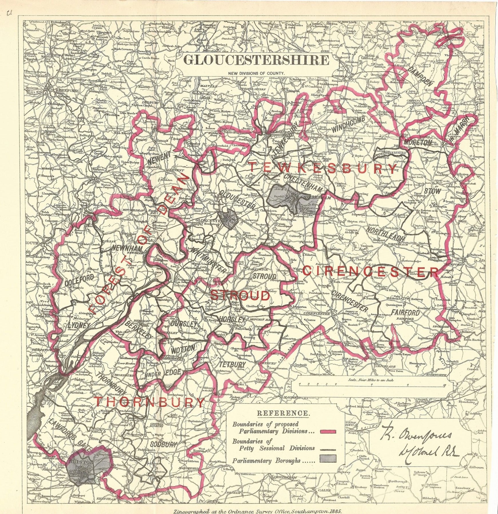 Gloucestershire antique map Boundary Commission 1885 – Frontispiece_Maps