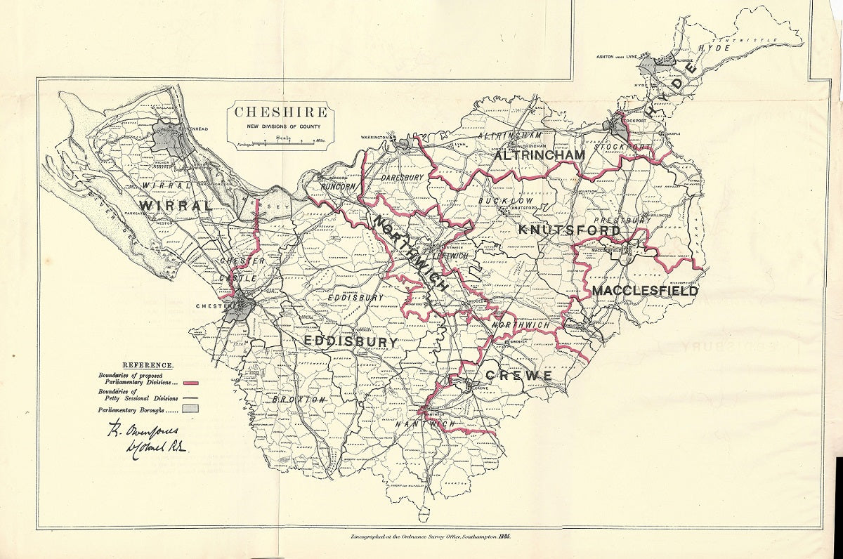 Cheshire antique map Ordnance Survey 1885