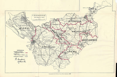 Cheshire antique map Ordnance Survey 1885