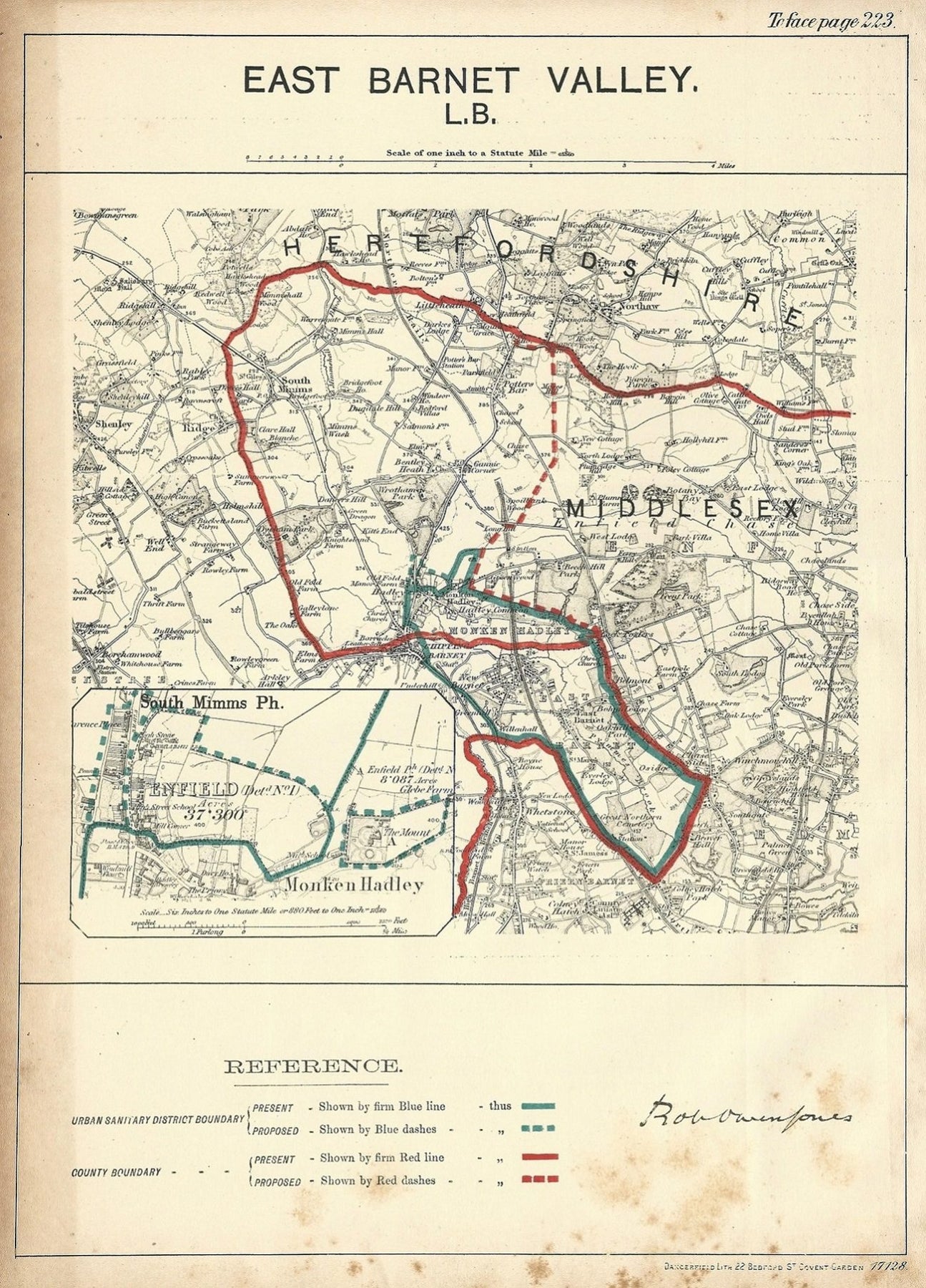 East Barnet Valley antique map Ordnance Survey 1888 – Maps and Antique ...