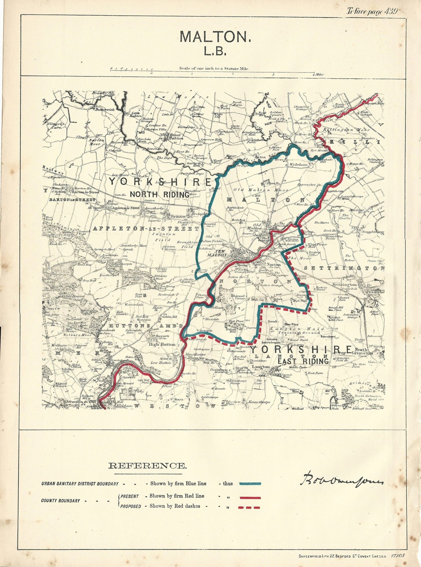 Malton North Yorkshire antique map Ordnance Survey 1888