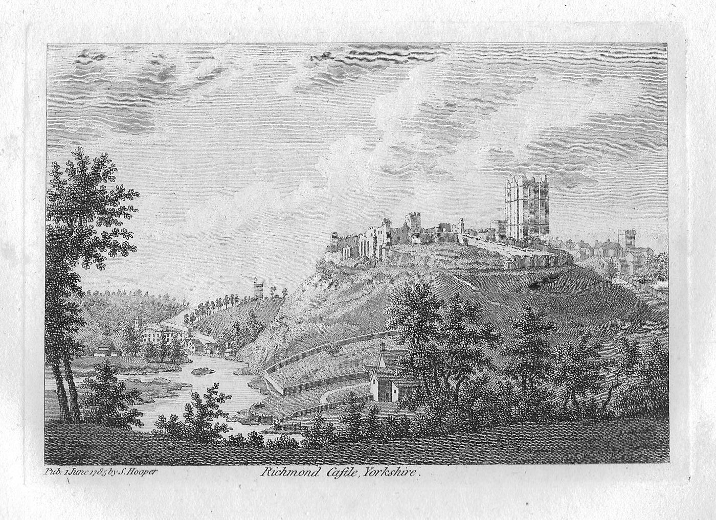 Richmond Castle Yorkshire antique print