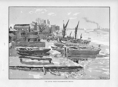 River Thames from Hammersmith Bridge antique print 1893