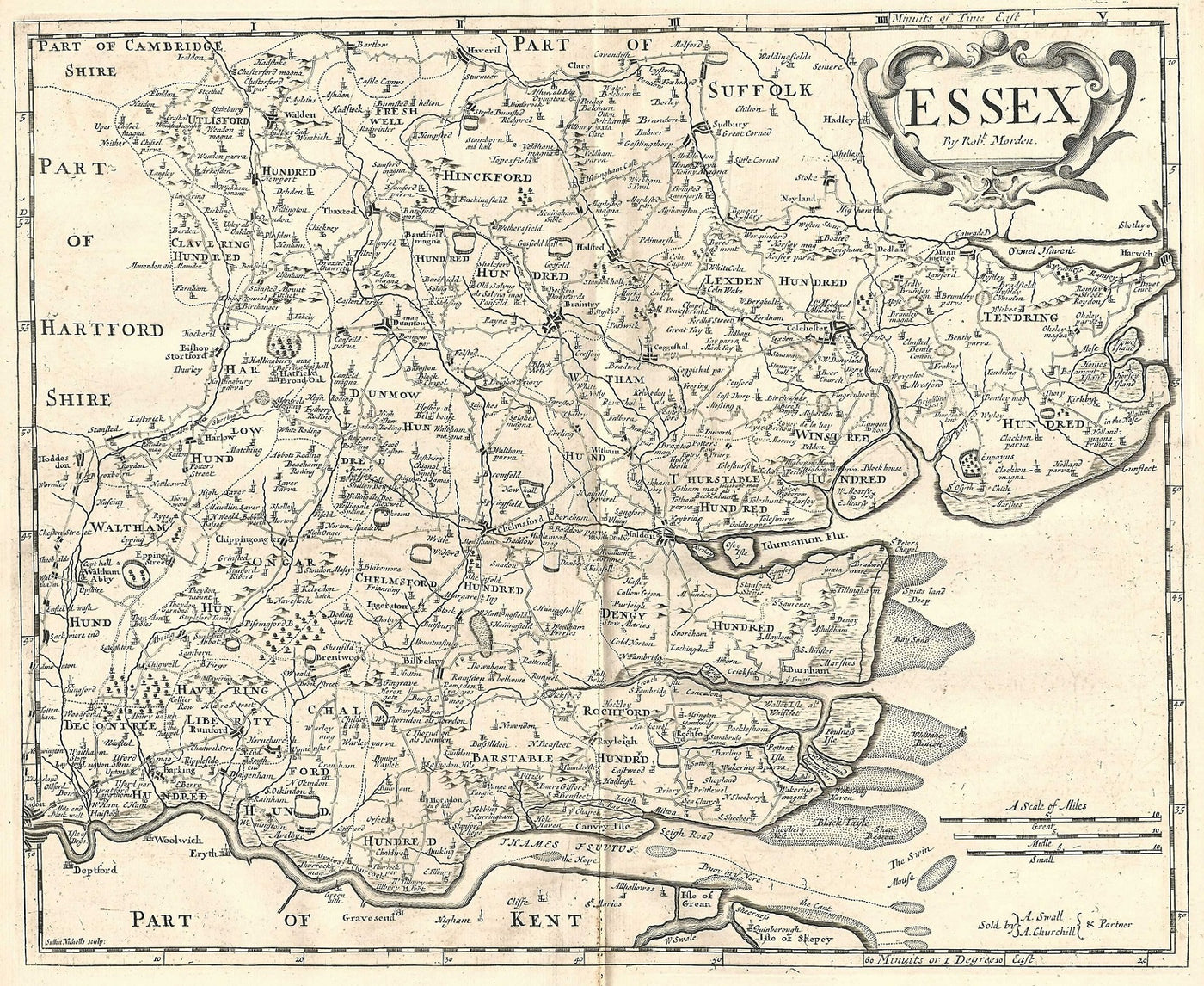 Essex antique map by Robert Morden published 1753