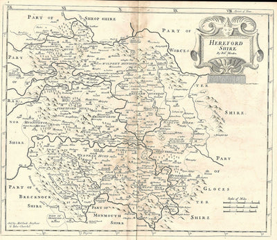 Herefordshire antique map by Robert Morden 1753