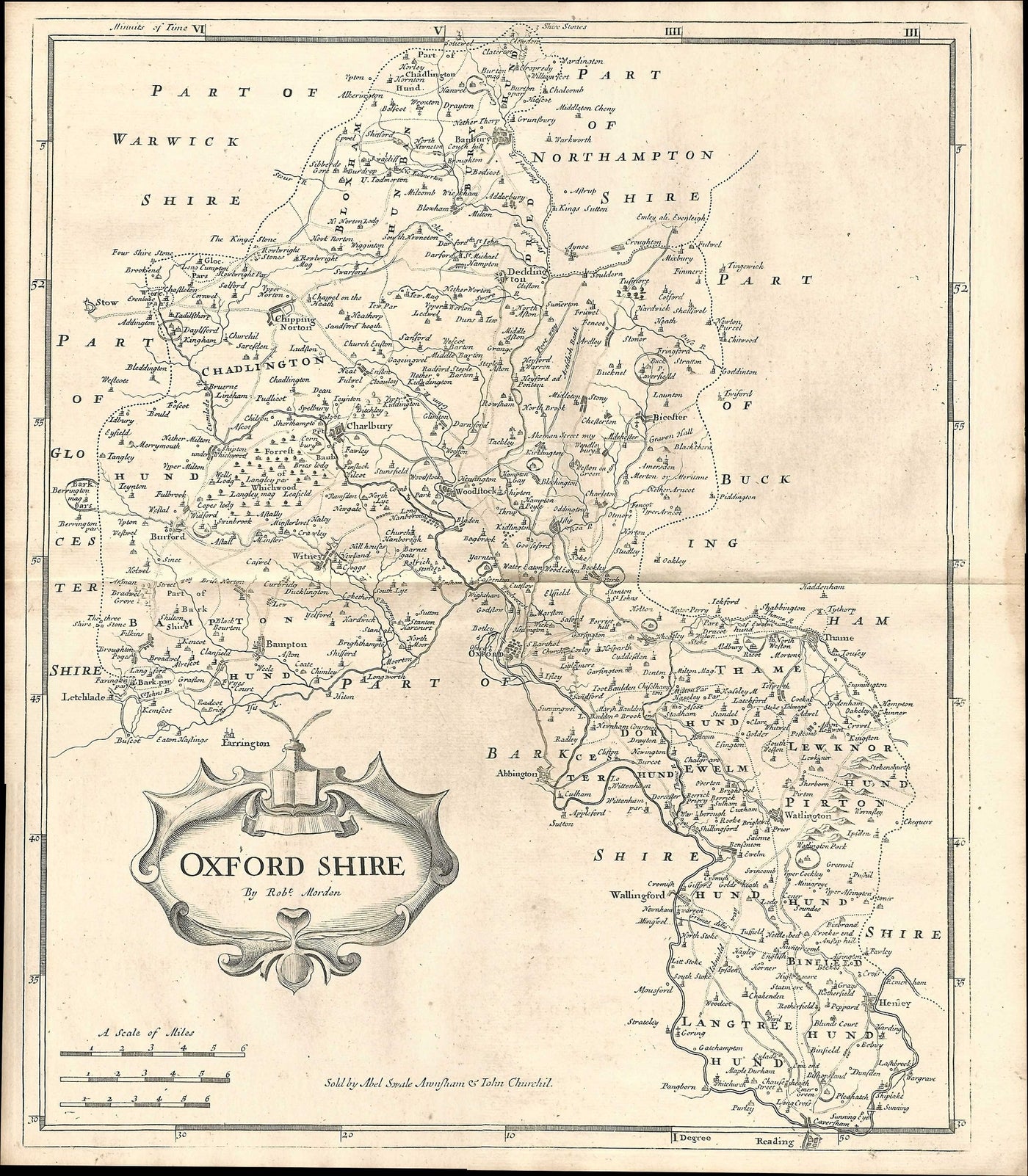 Oxfordshire antique map by Robert Morden 1753