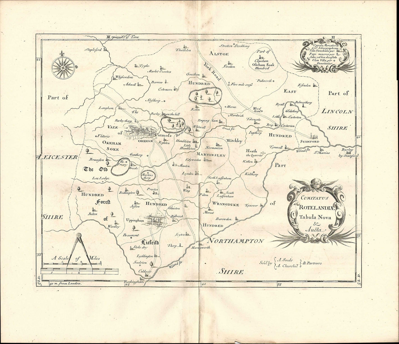 Rutlandshire antique map by Robert Morden 1753