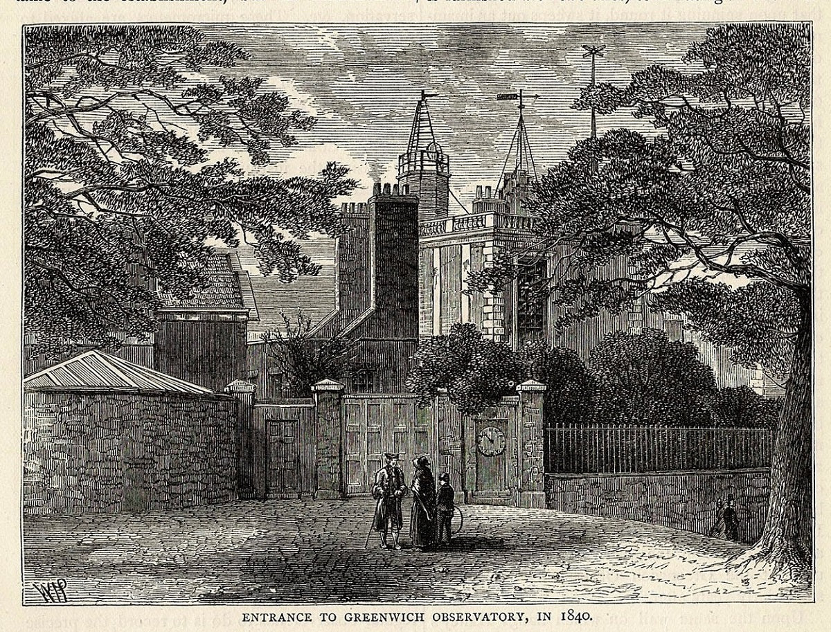 Royal Observatory Greenwich in 1840 antique print published 1894