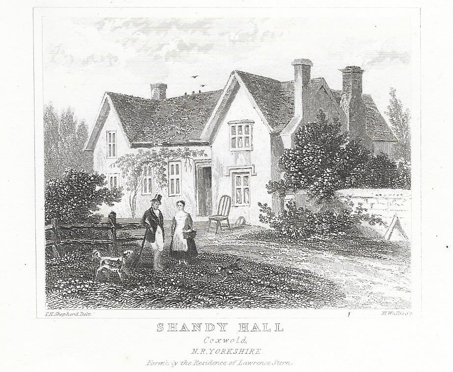 Shandy Hall Yorkshire antique print 1845