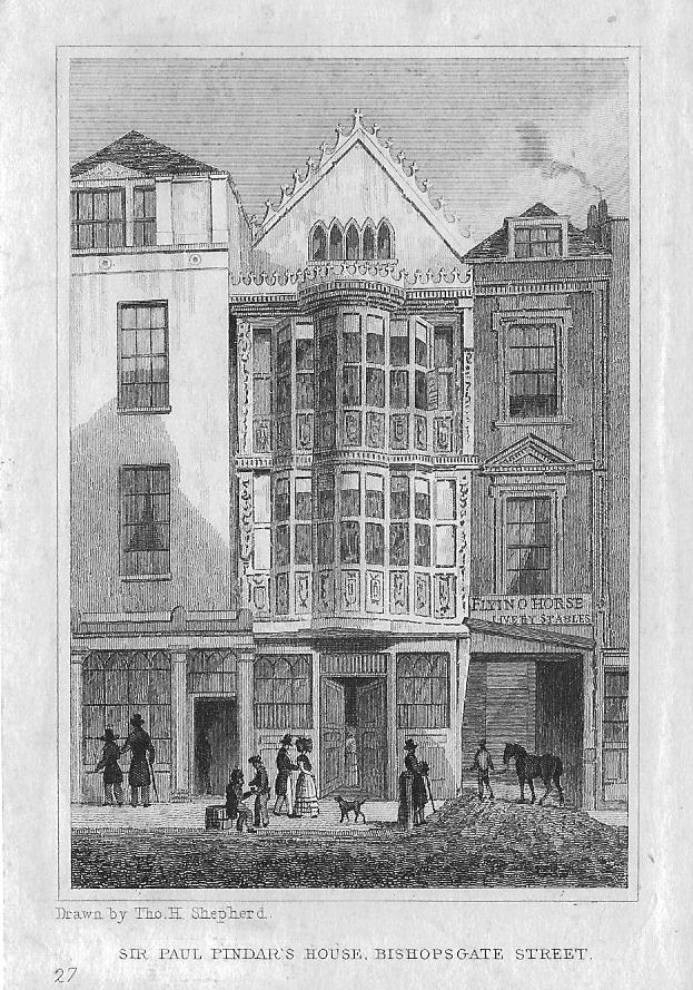 Bishopsgate Sir Paul Pindar's House antique print 1830 – Maps and ...