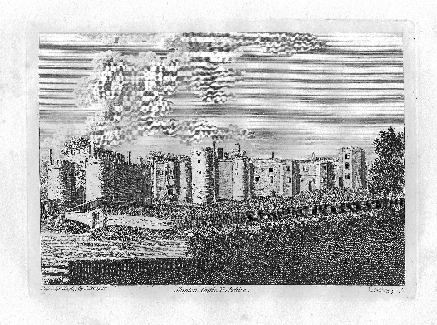 Skipton Castle Yorkshire antique print 1785