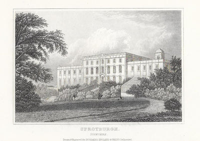 Sprotbrough Hall Yorkshire antique print 1845