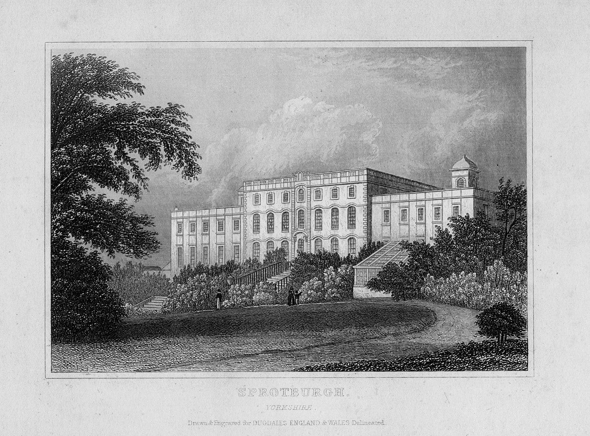 Sprotbrough Hall Yorkshire antique print 1845