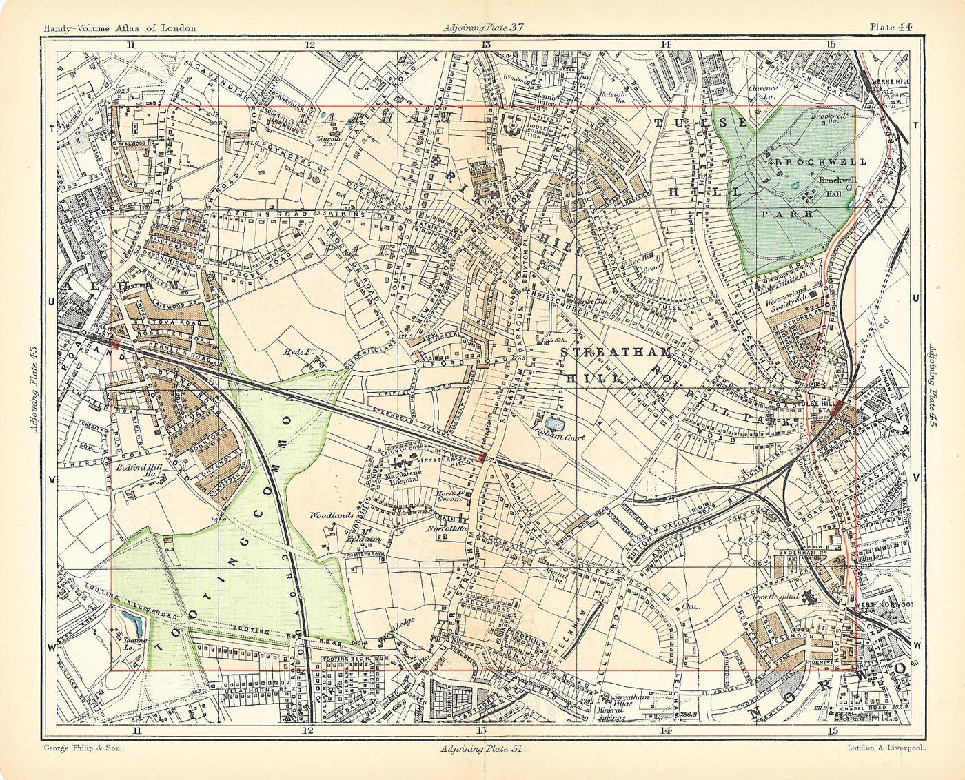 Streatham Hill antique map 1891