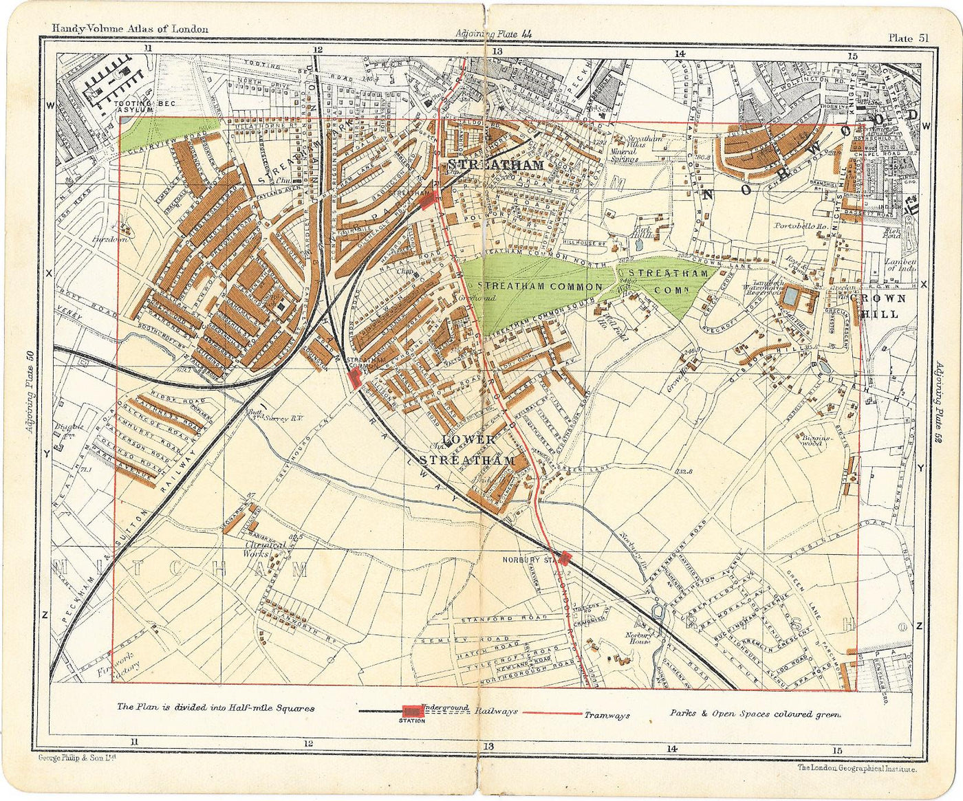 Streatham antique map 1910