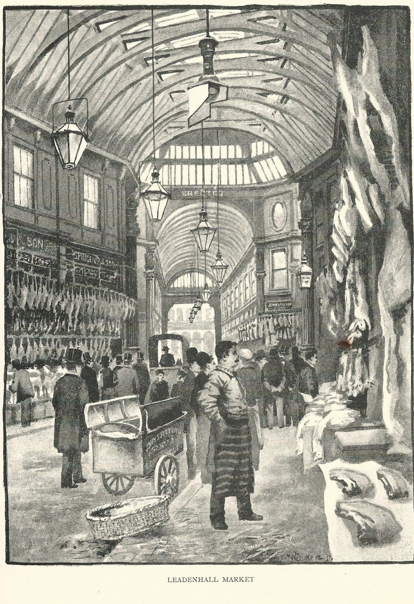 Leadenhall Market City of London antique print 1890