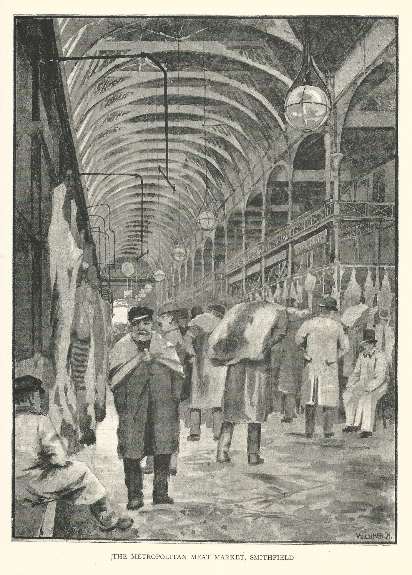 Smithfield Market City of London antique print published 1890