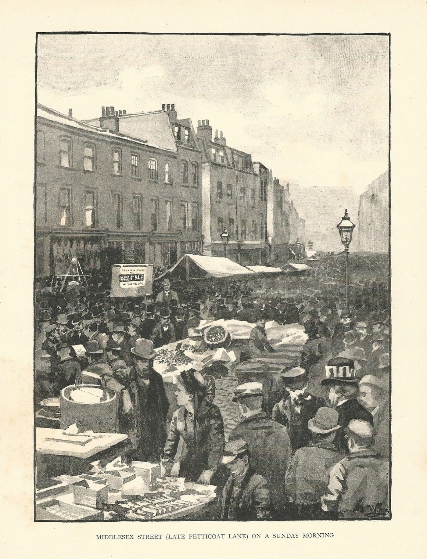 Petticoat Lane Middlesex Street antique print 1890