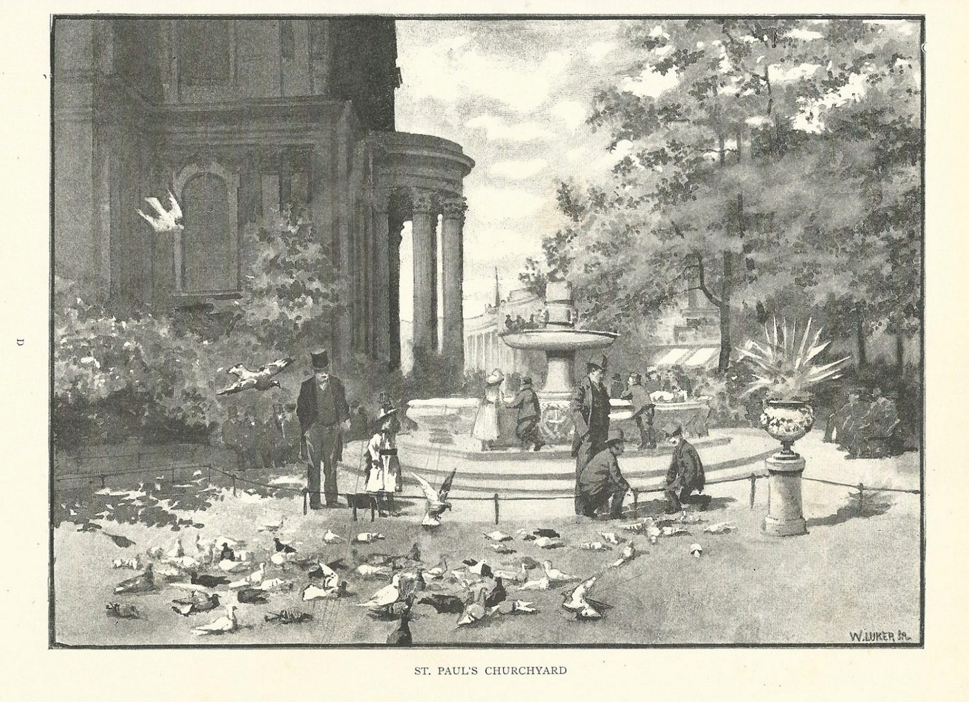 St Pauls Cathedral Churchyard antique print published 1890