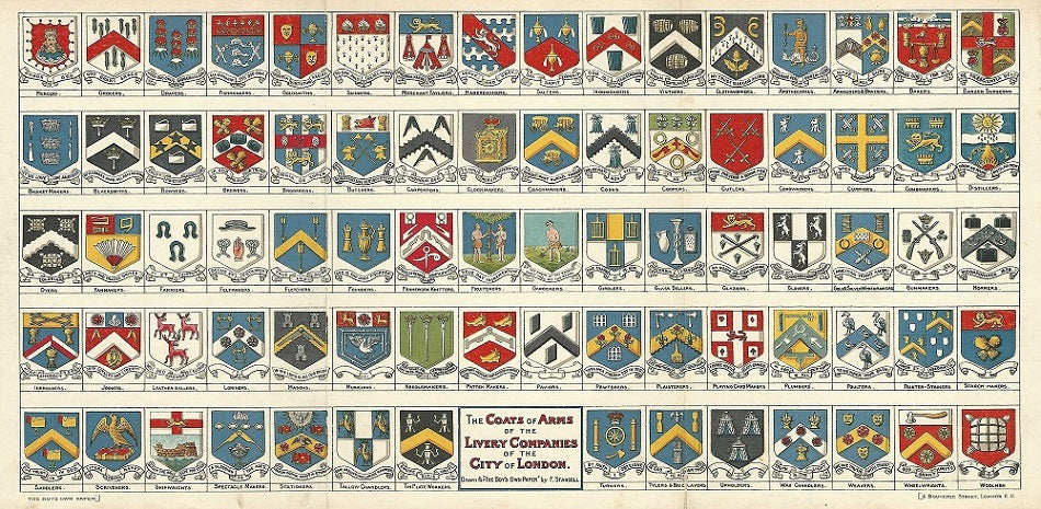 Livery Companies Coats of Arms antique print 1900