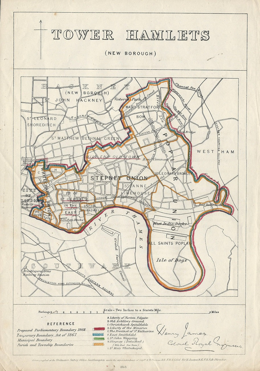 Tower Hamlets New Borough plan Boundary Commission Report 1868