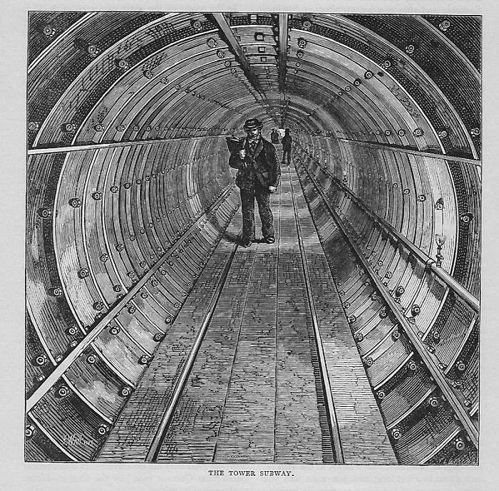 Tower Subway under the River Thames antique print 1897