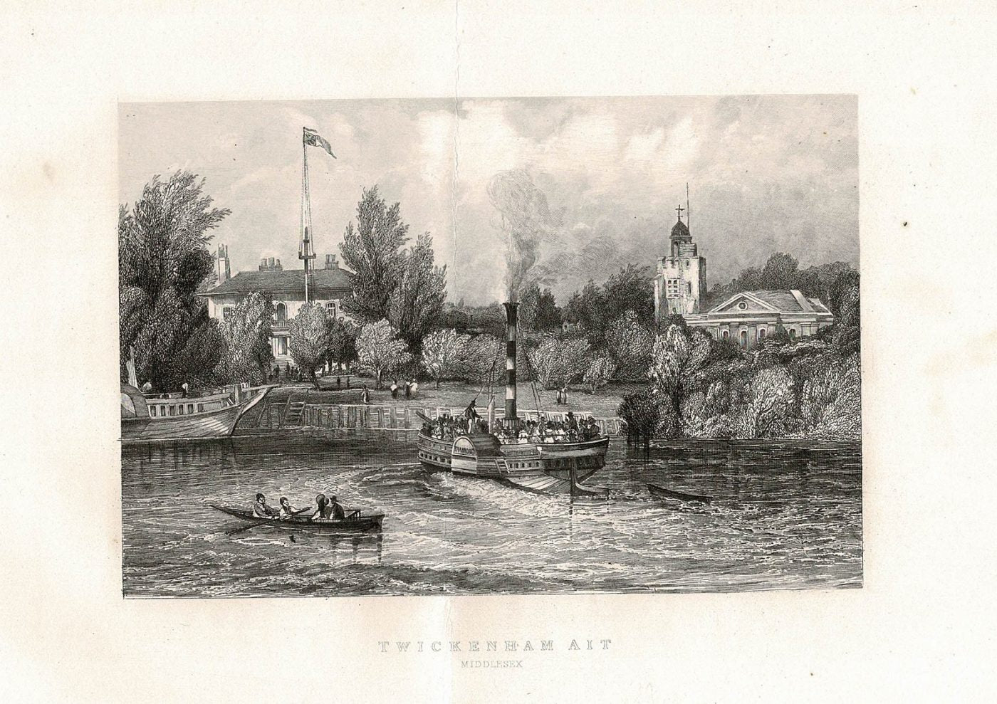 Twickenham Ait Middlesex antique print 1851